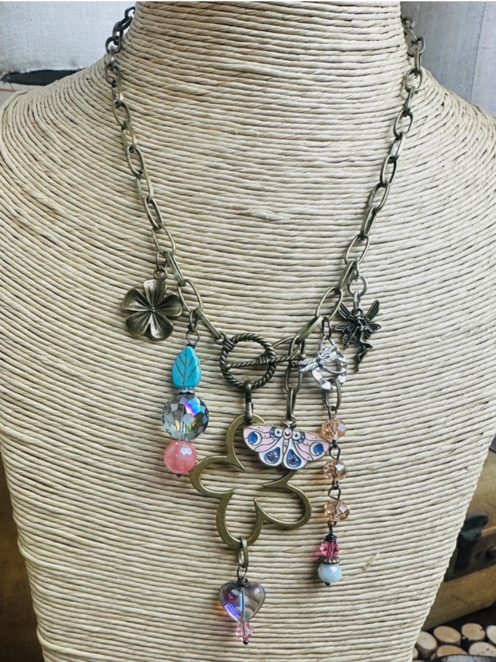 ❤️ BOHO GYPSY FLOWER NECKLACE WITH CHARMS